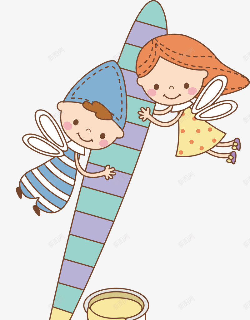 绘画的小孩png免抠素材_新图网 https://ixintu.com 卡通人物 小翅膀 画画 画画的人 画笔