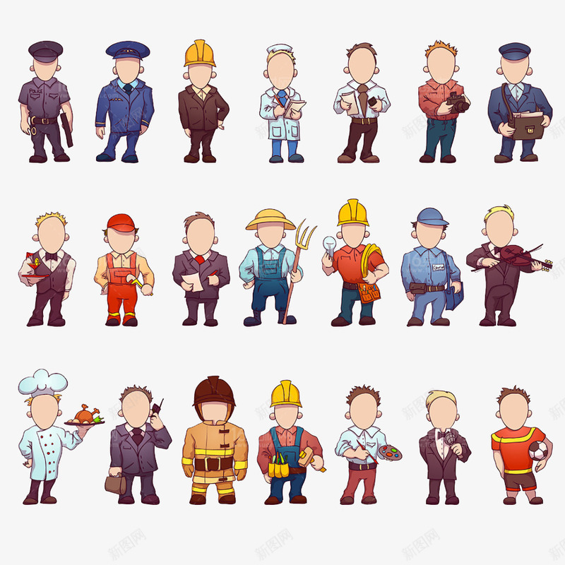 各种职业人物插画png免抠素材_新图网 https://ixintu.com 卡通人物 插画 职业 职业人物