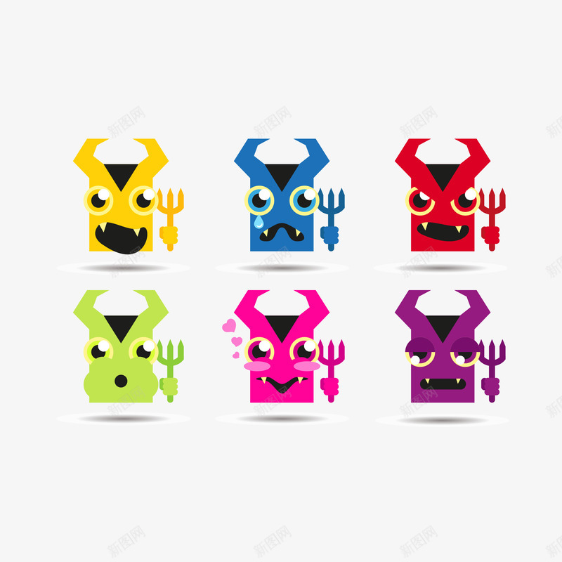 卡通魔鬼可爱表情包矢量图ai免抠素材_新图网 https://ixintu.com EMOJI 卡通 可爱 彩色 矢量EMOJI 简约 表情 表情包 魔鬼 魔鬼叉 矢量图