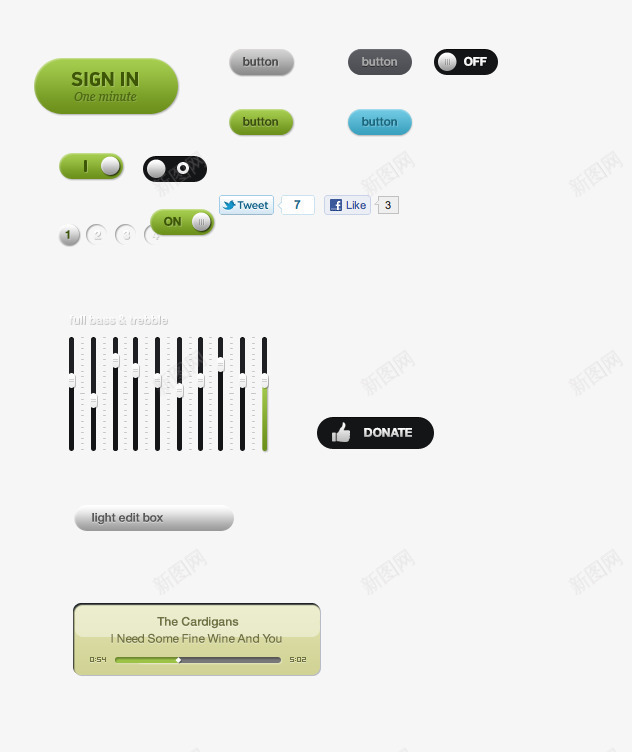 界面图标png_新图网 https://ixintu.com UI 图标 导航 按钮 搜索 播放器 滑动条 界面 登录 简单