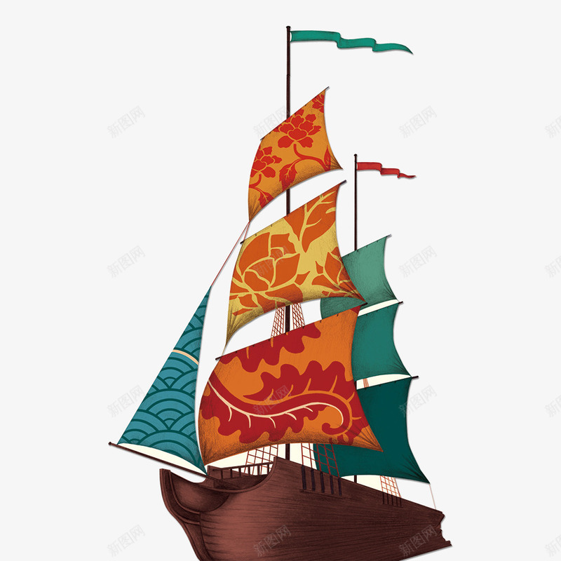 卡通帆船psd免抠素材_新图网 https://ixintu.com 卡通 帆船 手绘