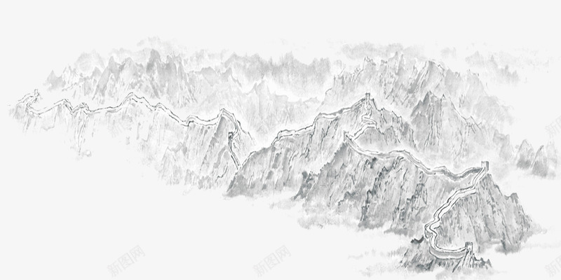 连绵的的山脉psd免抠素材_新图网 https://ixintu.com 中国风 山峰 山水画 山脉 山脉纹理 水墨画