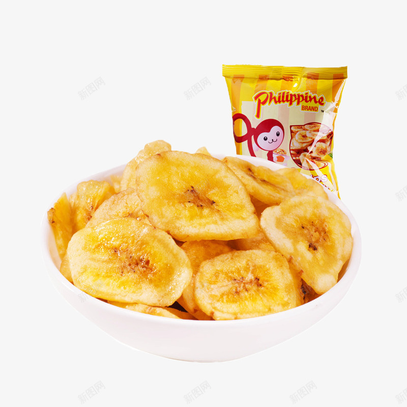 香蕉片png免抠素材_新图网 https://ixintu.com 产品实物 零食 黄色