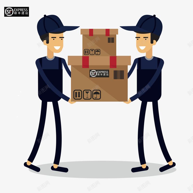 顺丰快递员抬快递图标png_新图网 https://ixintu.com 宣传海报设计 快递盒 海报设计 顺丰快递logo 顺丰快递卡通形象 顺丰快递员 顺丰速递小哥