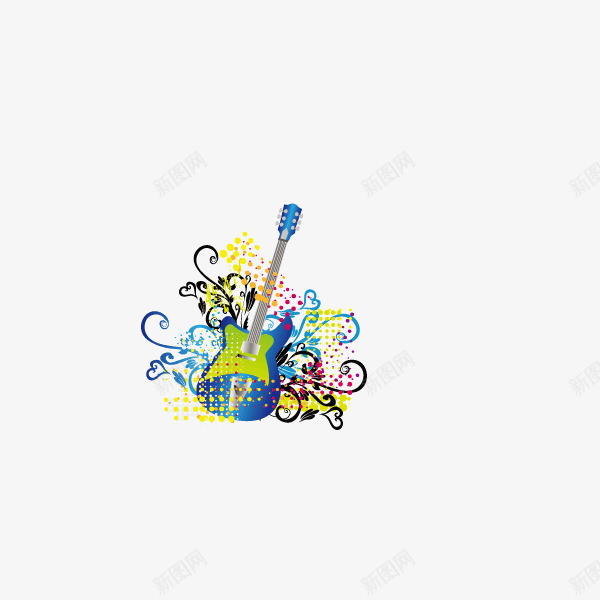 时尚潮流元素青春活力吉png免抠素材_新图网 https://ixintu.com 吉他 时尚潮流元素 活力 青春 音符