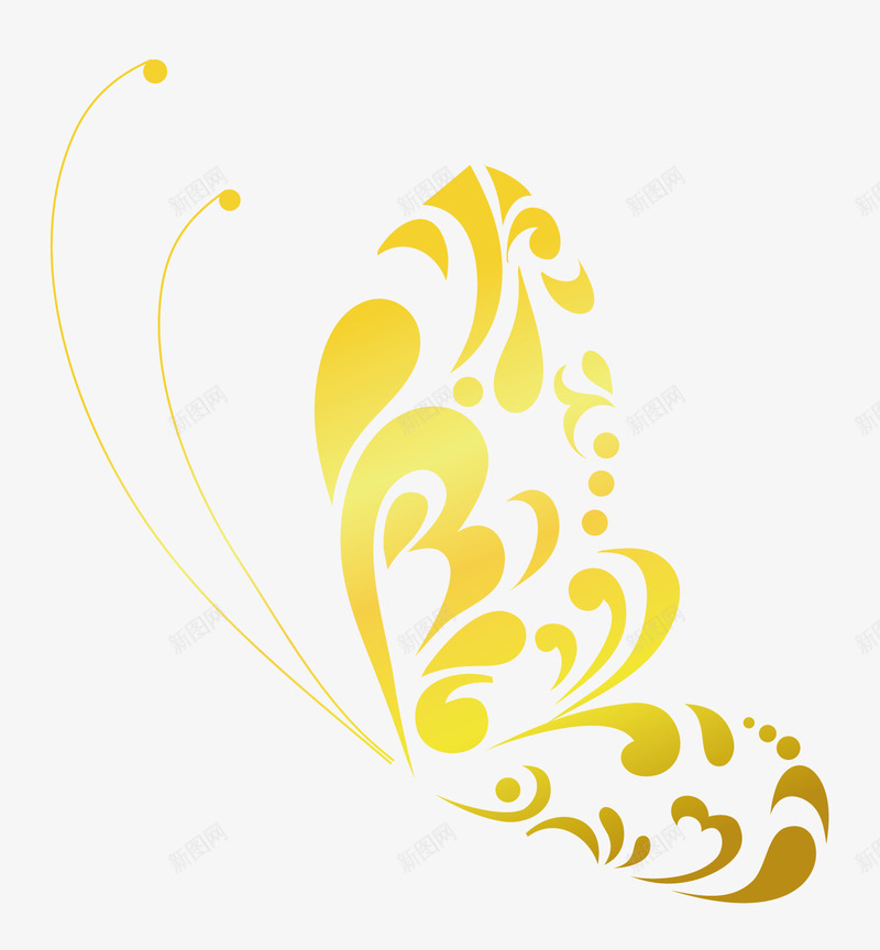 金色的蝴蝶png免抠素材_新图网 https://ixintu.com 动物 翅膀 蝴蝶 金色