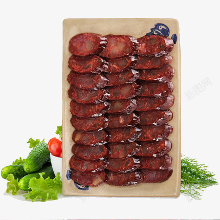 一盘美味烟熏香肠png免抠素材_新图网 https://ixintu.com 即食火腿肠 熟食 特产 零食 香肠 香麻辣