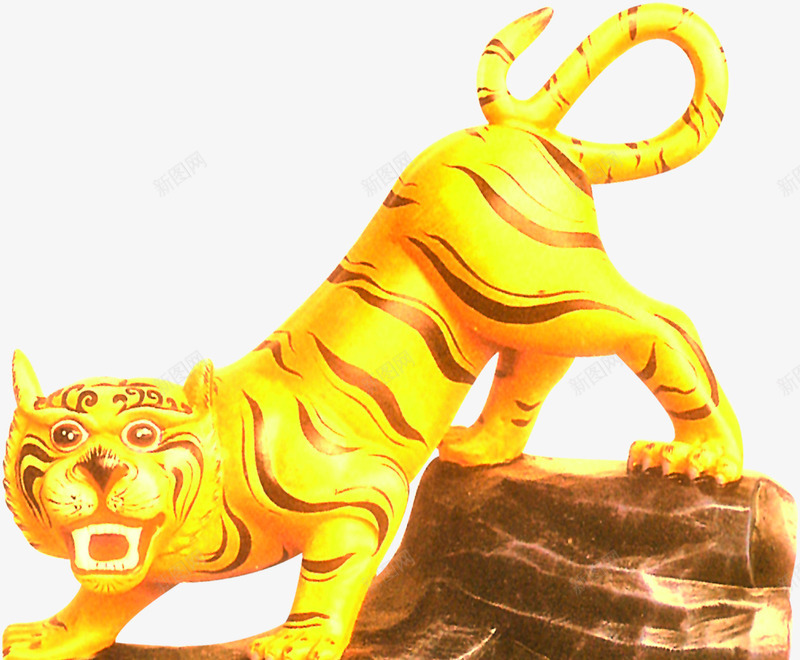 金色老虎新年元旦png免抠素材_新图网 https://ixintu.com 元旦 新年 素材 老虎 金色