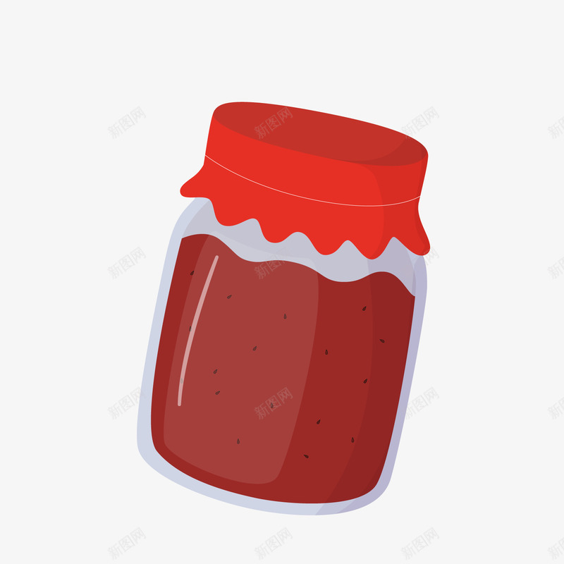 红色卡通草莓酱png免抠素材_新图网 https://ixintu.com 卡通玻璃罐 卡通草莓酱 卡通食物 红色 背景装饰