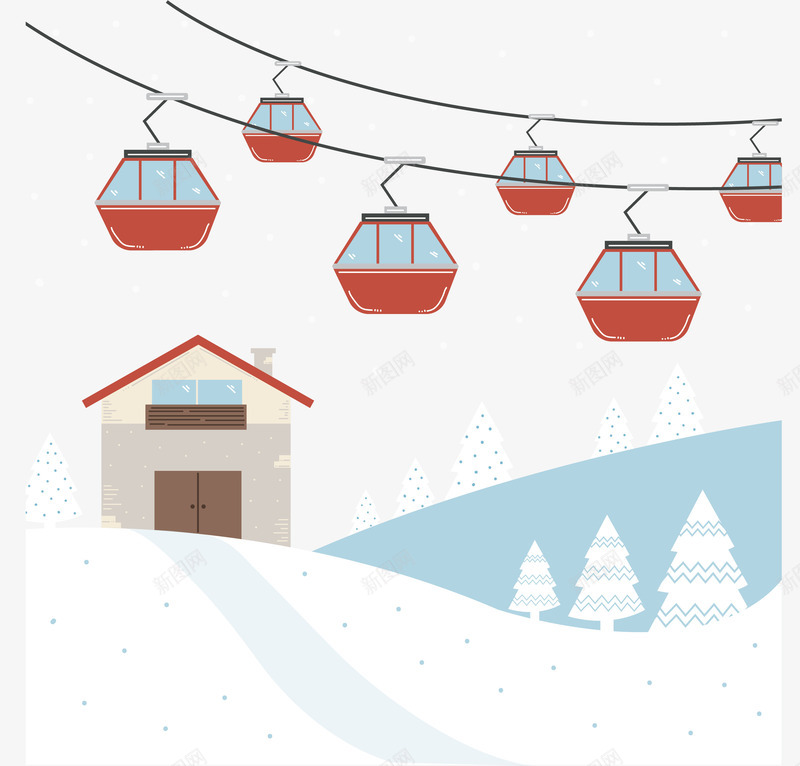 乘坐缆车上雪山滑雪矢量图ai免抠素材_新图网 https://ixintu.com 乘坐缆车 冬季度假 滑雪 矢量png 缆车 雪山 矢量图