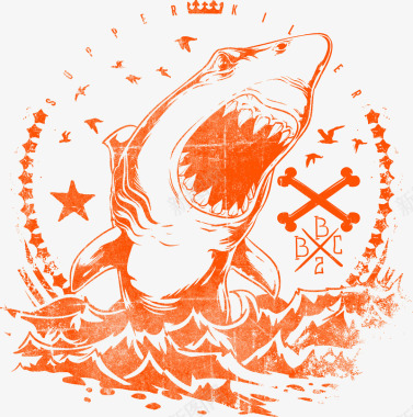 装饰橙色鲨鱼logo矢量图图标图标