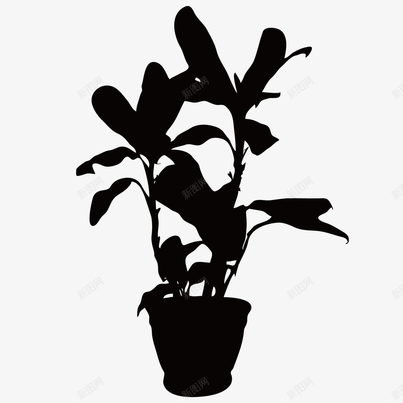 盆栽剪影矢量图eps免抠素材_新图网 https://ixintu.com 植物剪影 盆栽剪影 矢量植物 矢量图