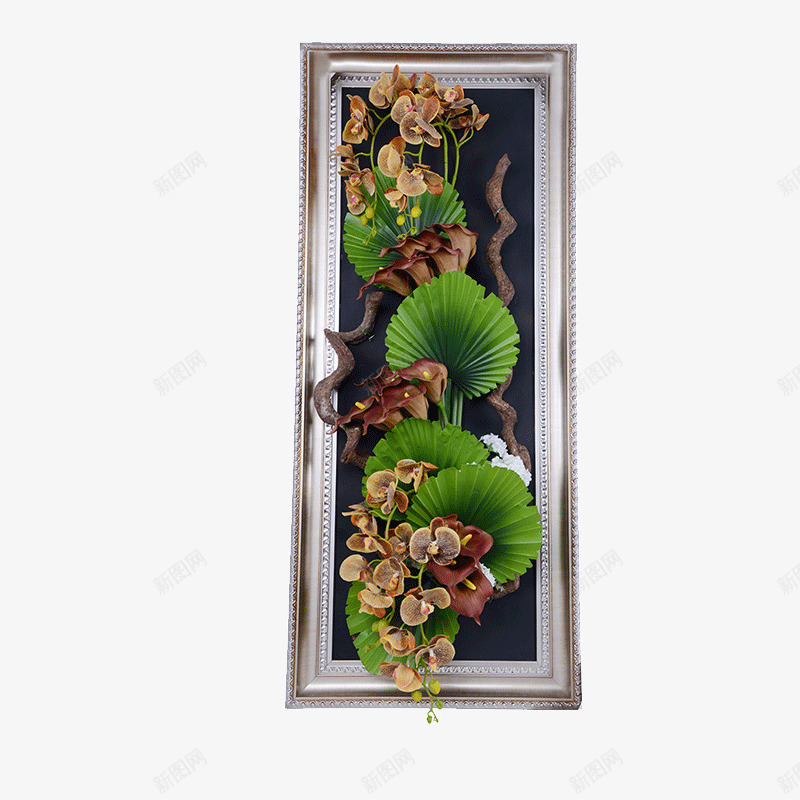 墙上立体花框植物挂饰时尚实木绢psd免抠素材_新图网 https://ixintu.com 创意 清新 简约 艺术