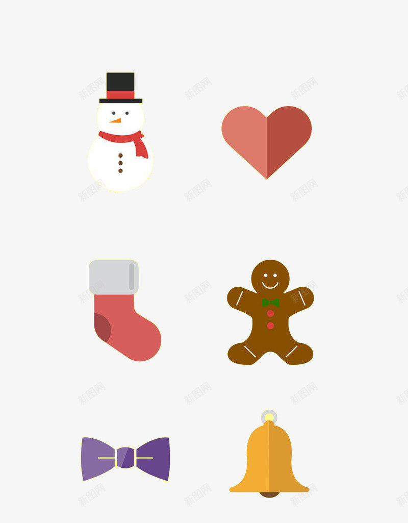 扁平化可爱圣诞节小图标png_新图网 https://ixintu.com H5页面素材 ICON 卡通 图标合集 圣诞节 扁平化 扁平素材 电商卡通 网页设计卡通