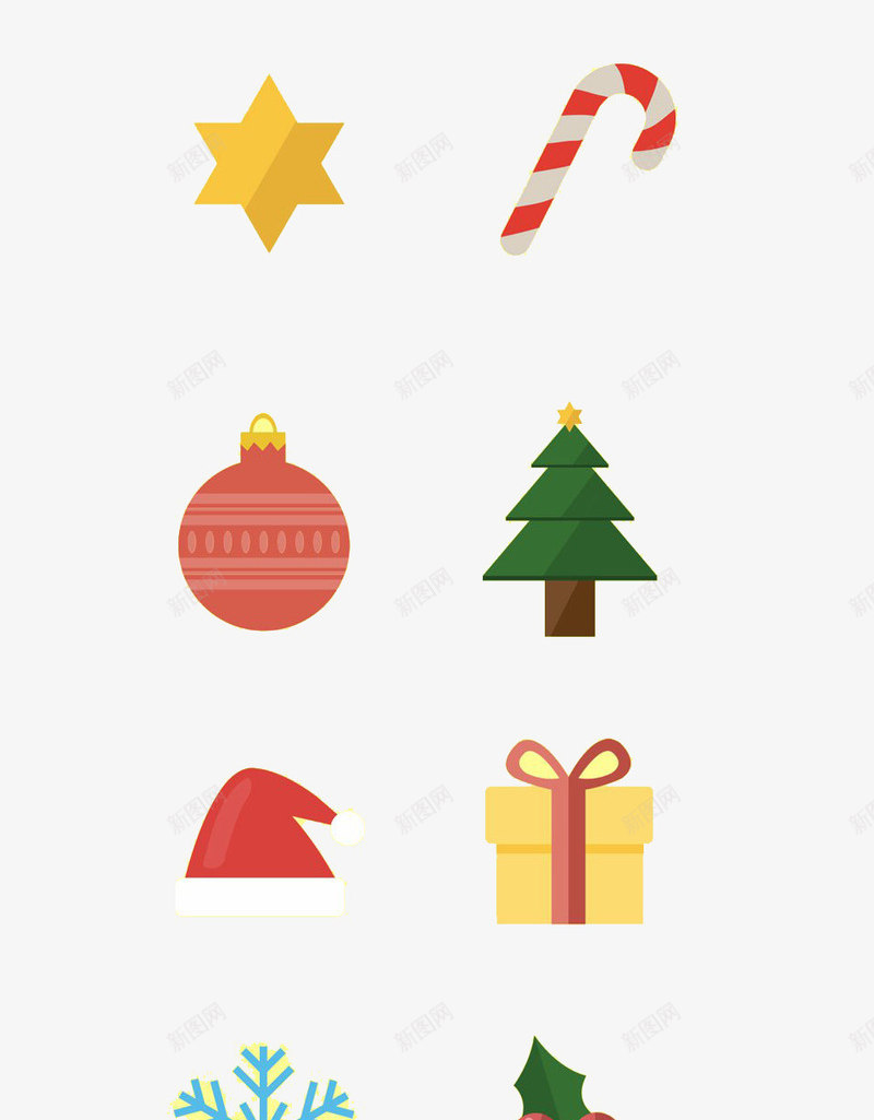 扁平化可爱圣诞节小图标png_新图网 https://ixintu.com H5页面素材 ICON 卡通 图标合集 圣诞节 扁平化 扁平素材 电商卡通 网页设计卡通