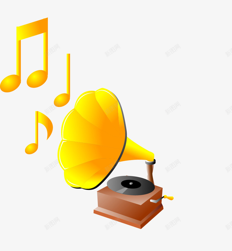 黄色音乐播放器png免抠素材_新图网 https://ixintu.com 卡通 播放器 音乐 音符
