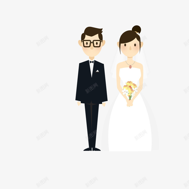 黑白色一对结婚男女矢量图ai免抠素材_新图网 https://ixintu.com 一对男女 男女 白色 结婚 结婚男女 黑色 矢量图