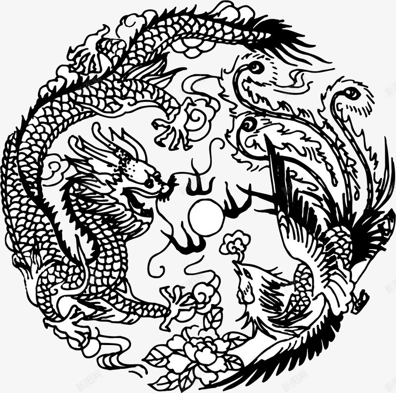 中国传统吉祥龙凤图案png免抠素材_新图网 https://ixintu.com 中国风龙凤矢量素材 传统龙凤素材 龙凤图案矢量素材