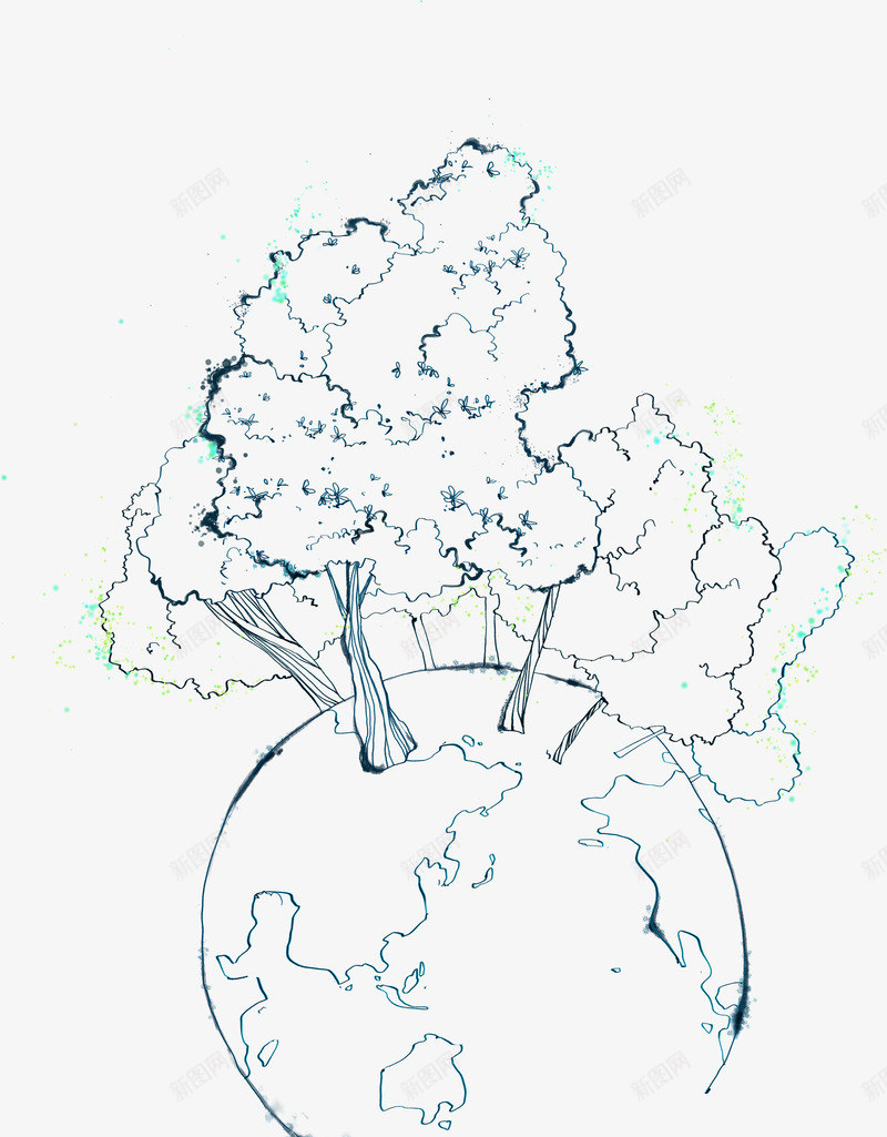 手绘环保大树地球插图png免抠素材_新图网 https://ixintu.com 地球 大树 插图 环保