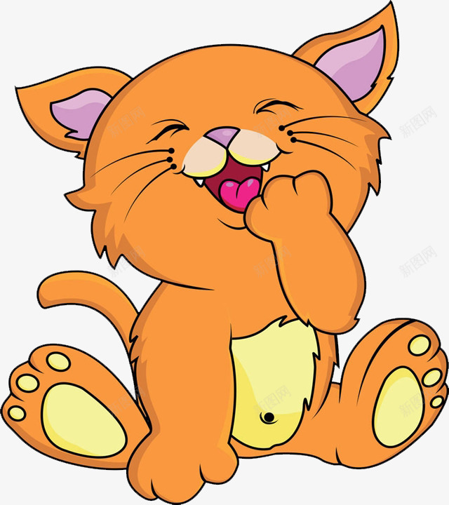 大笑猫咪png免抠素材_新图网 https://ixintu.com 卡通手绘 可爱 宠物 开心表情 手绘手脚 猫咪