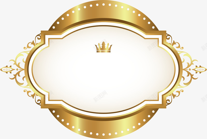 奢华金色边框png免抠素材_新图网 https://ixintu.com 光晕 圆点 大气 奢华 皇冠 花纹 边框 金色