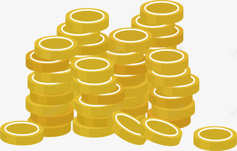 一堆金币矢量图eps免抠素材_新图网 https://ixintu.com 宝藏 寻宝 矢量素材 财宝 金币 矢量图