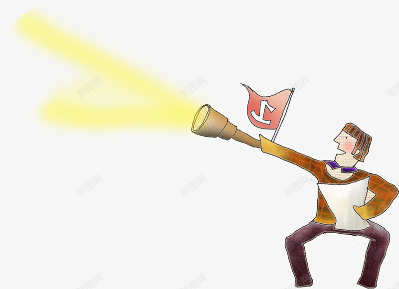 卡通手绘人物旗帜光束png免抠素材_新图网 https://ixintu.com 人物 光束 卡通 旗帜