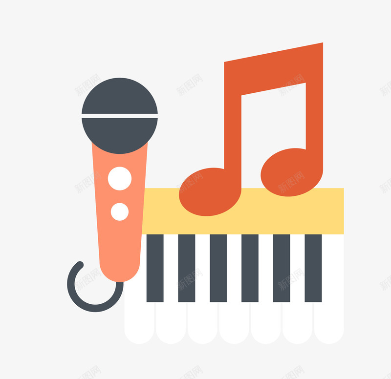 音符话筒琴键png免抠素材_新图网 https://ixintu.com 琴键 矢量素材 话筒 音符