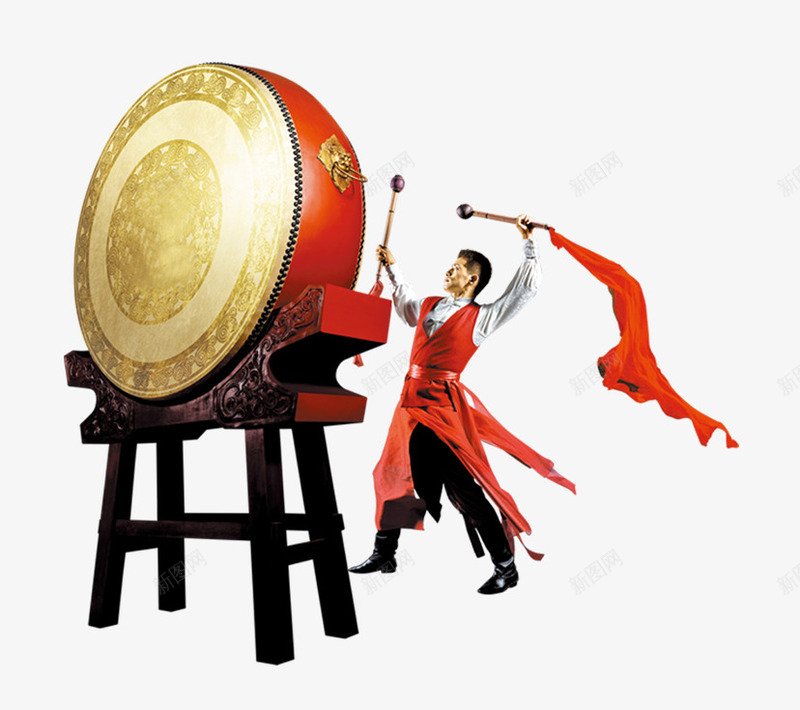 敲打锣鼓png免抠素材_新图网 https://ixintu.com 中国风 敲桶锣鼓 节日表演