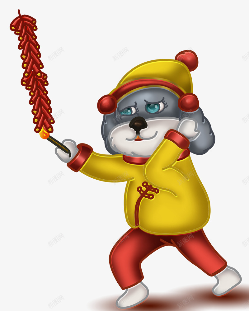 2018狗年卡通小狗放鞭炮psd免抠素材_新图网 https://ixintu.com 中国年 传统服饰 卡通狗 吉祥狗年 年画 放鞭炮 海报设计 狗年 狗年大吉 狗年广告 狗年背景