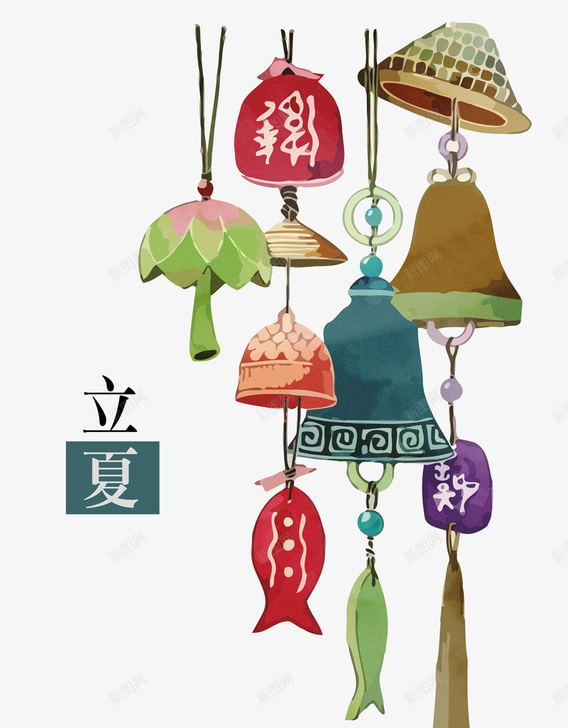 创意立夏风铃装饰png免抠素材_新图网 https://ixintu.com 中国风立夏 手绘 手绘素材 立夏 立夏手绘 立夏装饰