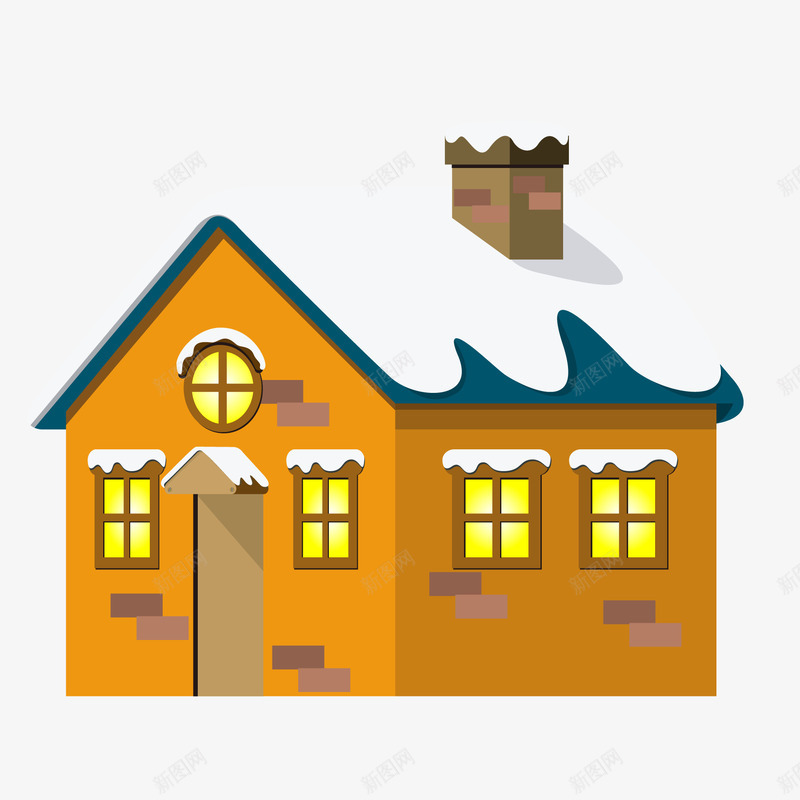 卡通下雪的房屋矢量图ai免抠素材_新图网 https://ixintu.com 下雪 卡通 建筑物 房子 房屋 私人住宅 矢量图