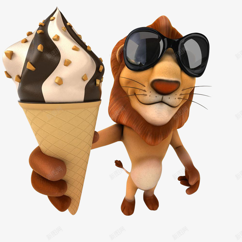 三维卡通狮子png免抠素材_新图网 https://ixintu.com 三维 卡通 夏日 度假 狮子 雪糕