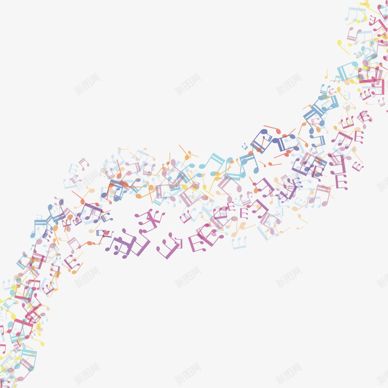 音符元素png免抠素材_新图网 https://ixintu.com 光线 八分音符 彩色 音符 音符花边 飞扬