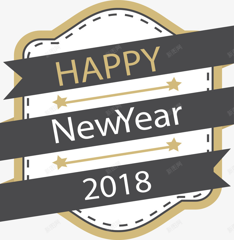 缠绕彩带新年标签png免抠素材_新图网 https://ixintu.com 2018元旦 happyNewYear 彩带 新年标签 矢量png 缠绕彩带