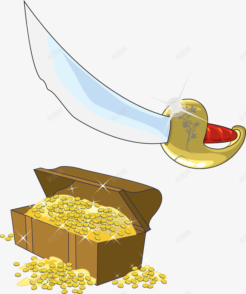 海盗弯月刀珠宝箱png免抠素材_新图网 https://ixintu.com 海盗 珠宝 珠宝箱