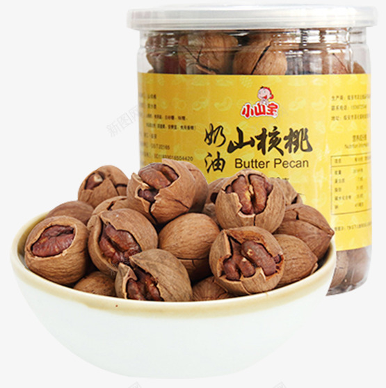 小山宝奶油手剥山核桃png免抠素材_新图网 https://ixintu.com 奶油味 小山宝 干货 手剥山核桃 碗 罐装 零食