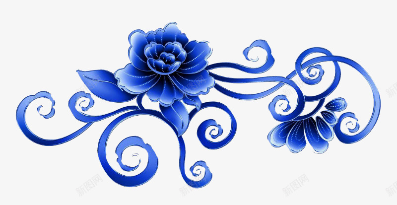 手绘蓝色牡丹花古风花朵png免抠素材_新图网 https://ixintu.com 古风 手绘 牡丹花 花朵 蓝色
