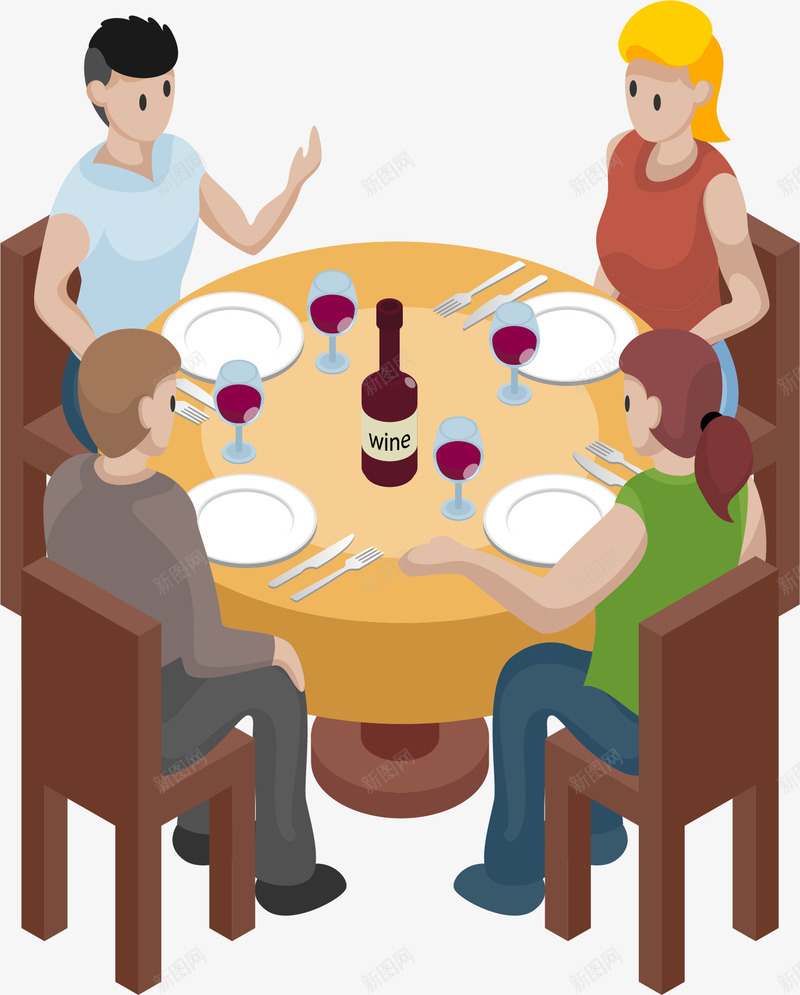 手绘聚餐png免抠素材_新图网 https://ixintu.com 休闲 手绘 聚餐