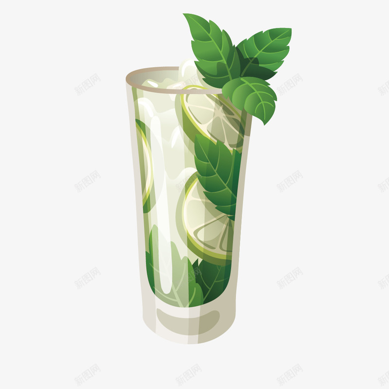 薄荷饮料png免抠素材_新图网 https://ixintu.com 夏季 果汁 薄荷叶 饮料