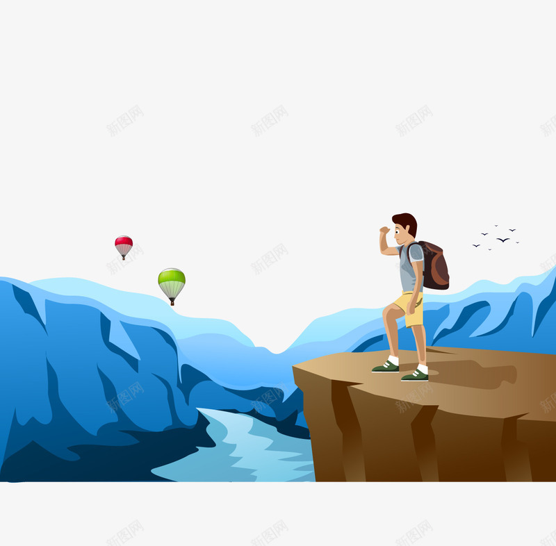 徒步旅行装饰用png免抠素材_新图网 https://ixintu.com Hiking 徒步旅行 徒步者 热气球 装饰用 雪山