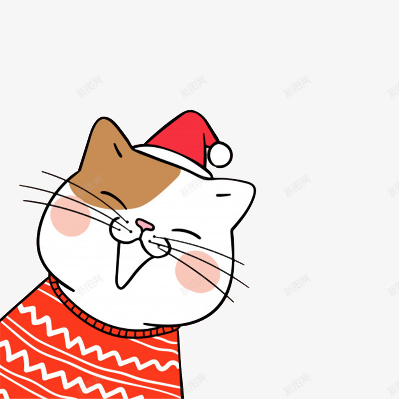 戴圣诞帽的猫咪小猫png免抠素材_新图网 https://ixintu.com 免扣png 卡通 圣诞 小猫 手绘 插画 猫咪