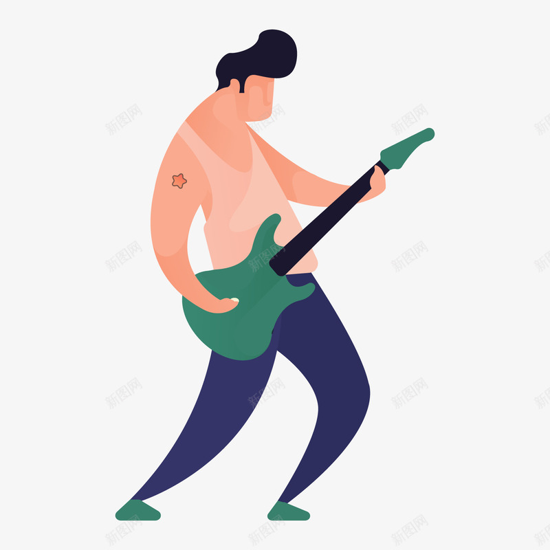 夸张风格弹吉他男子人物插画png免抠素材_新图网 https://ixintu.com 人物 人物形象 夸张风格 弹吉他男子 弹吉他男子插画 职业插画