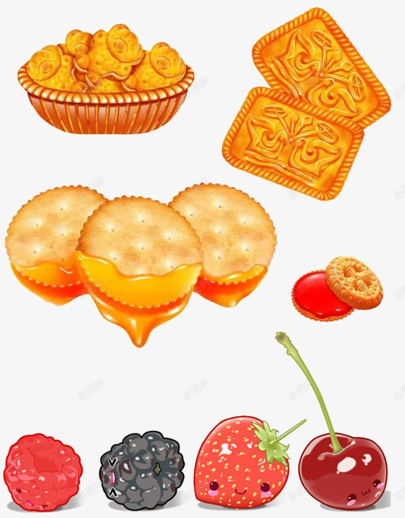 夹心饼干点心png免抠素材_新图网 https://ixintu.com 卡通 好吃 水果 零食