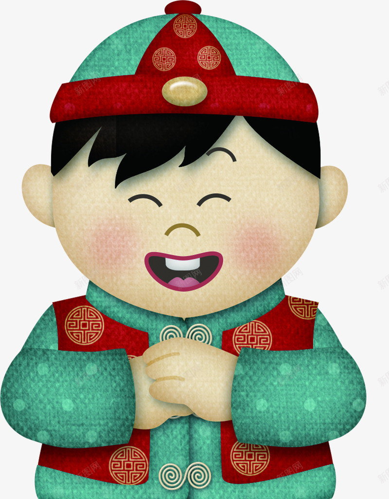 拜年的男孩卡通元旦png免抠素材_新图网 https://ixintu.com 元旦 卡通 拜年 男孩