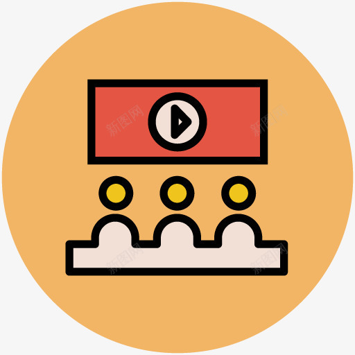 学习学校图标看电影png_新图网 https://ixintu.com 卡通图片 图标 学习卡通 学校 学生矢量图 教育图片 看电影 看视频 简约图标