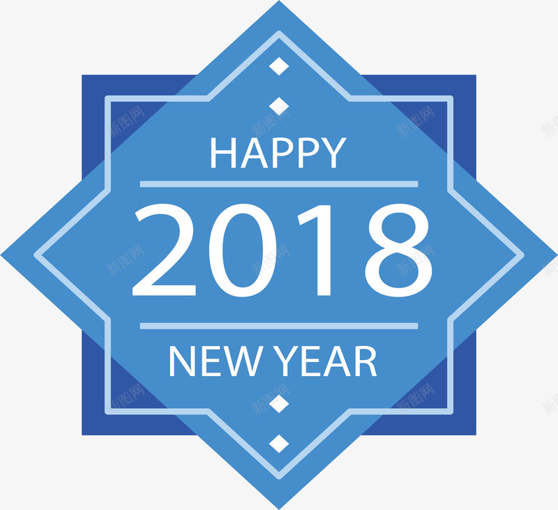 组合矩形新年标签png免抠素材_新图网 https://ixintu.com 2018新年 新年 新年快乐 新年标签 矢量png 蓝色标签