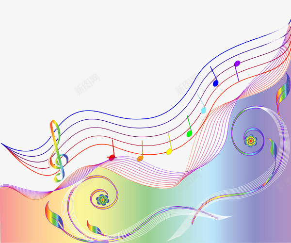 彩色的音乐旋律png免抠素材_新图网 https://ixintu.com 五线谱 弯曲 悦耳的 旋律 波浪 线条 音乐 音乐会 音乐波浪 音乐符号 音律 音符