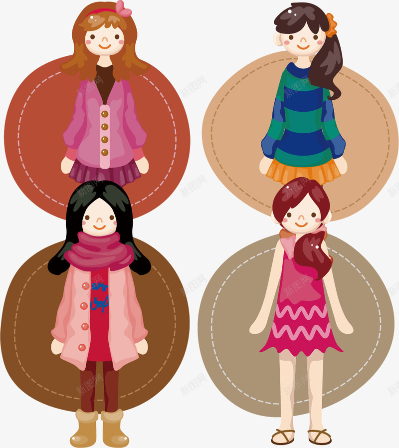 卡通女孩png免抠素材_新图网 https://ixintu.com 人物 伙伴 公告板 卡片 卡通 女孩 插画 涂鸦 装饰