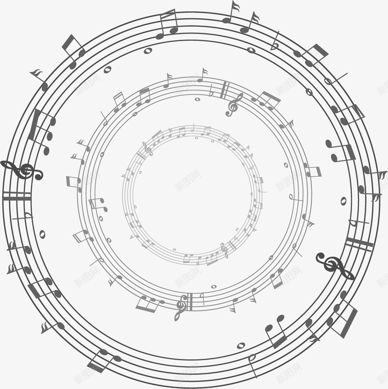 手绘音符圆圈png免抠素材_新图网 https://ixintu.com 休止符 八分音符 大圈套小 手绘 音乐 音符圆圈 音符花边